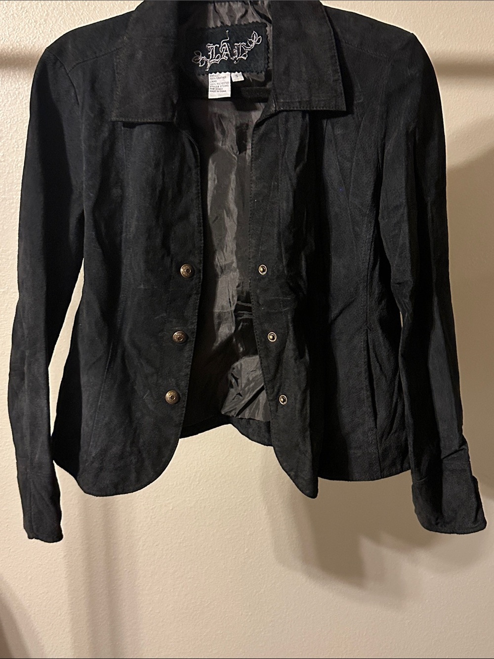 LAIK Black Suede Button-Front Women's Blazer